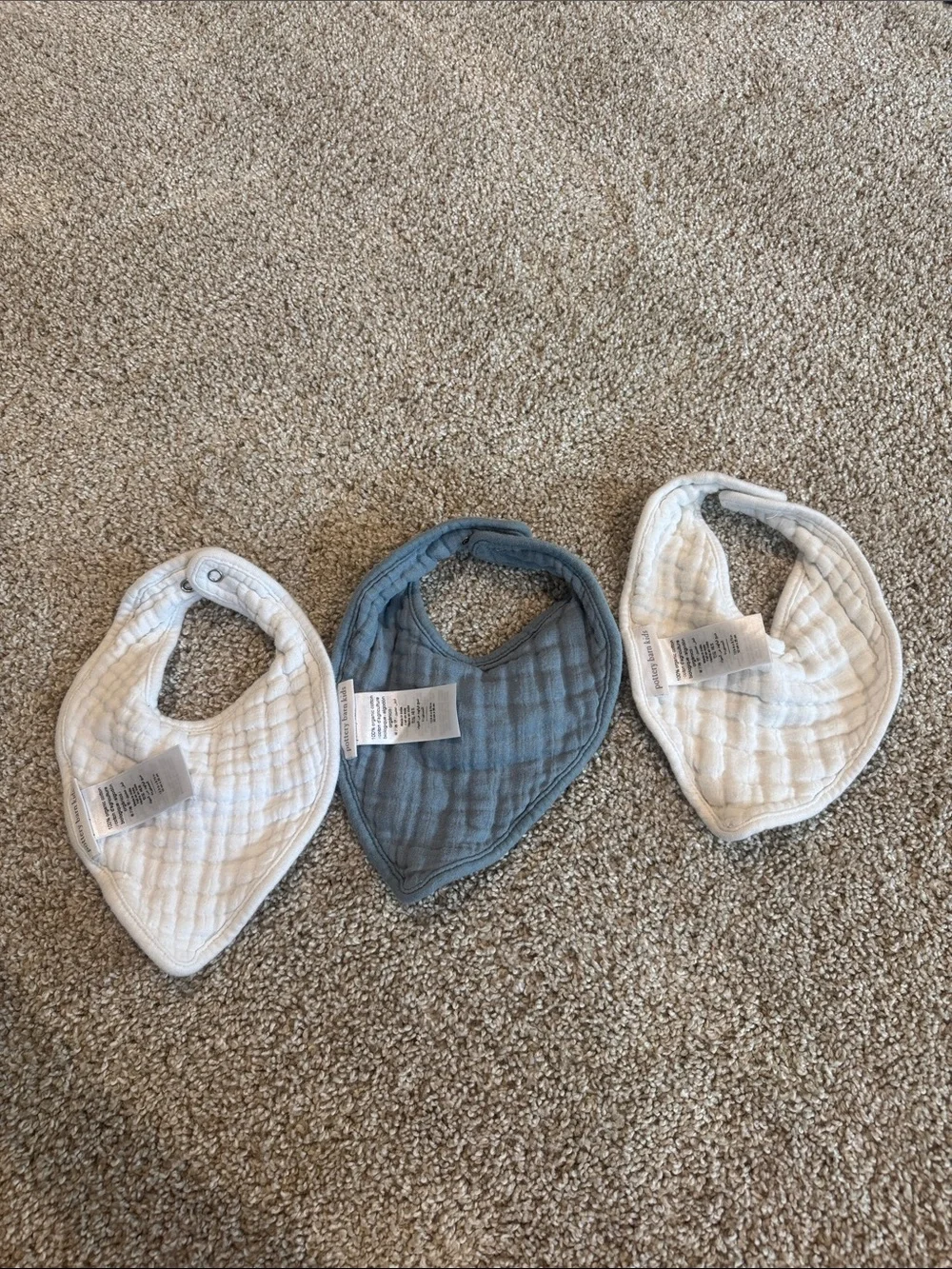 Pottery Barn Kids Organic Jack Muslin Drool Bib Set of 3